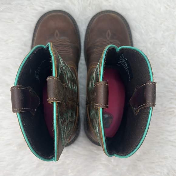 ❌SOLD❌Justin Gypsy Gemma 8" Western Boots Brown Green Festival Boho Rodeo Cowb… - Picture 6 of 11
